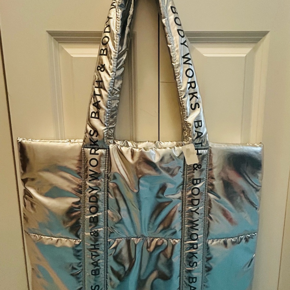 Bath & Body Works Metallic Silver Tote - BRAND NEW